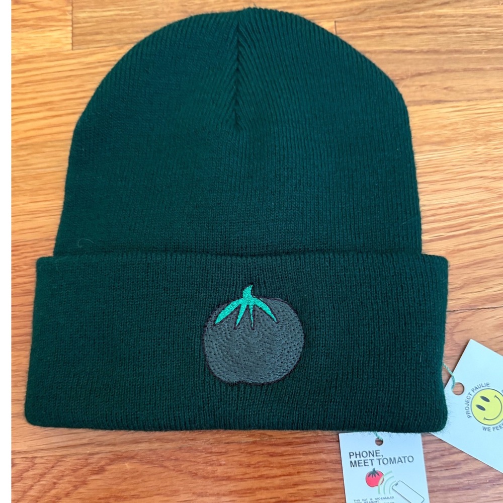 Project Paulie x Sweetgreen Forest Green Tomato NFC Beanie Knit Hat New